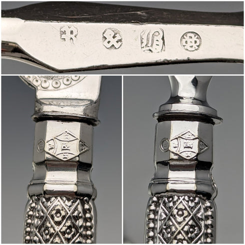 Antique British silver plate dessert cutlery set of 6, circa 1865